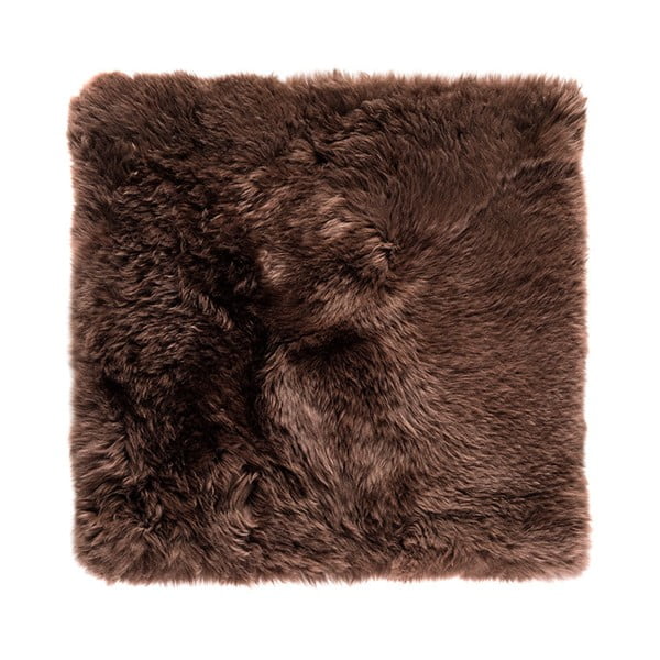 Tmavě hnědý koberec z ovčí kožešiny Royal Dream Zealand Square, 70 x 70 cm