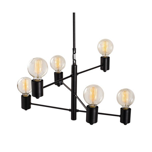 Черно висящо осветително тяло за 6 крушки Hexa Long - Opviq lights-image-3