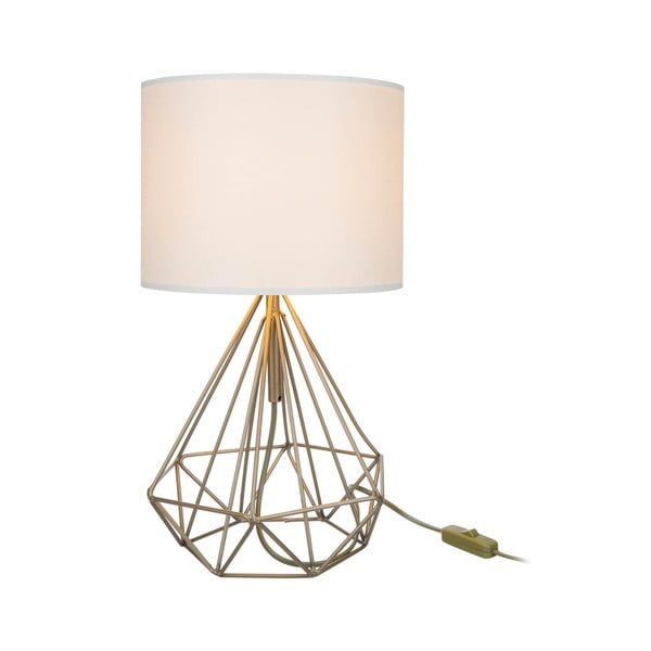 Настолна лампа с текстилен абажур в кремаво-златист цвят (височина 46,5 cm) Pena - Squid Lighting