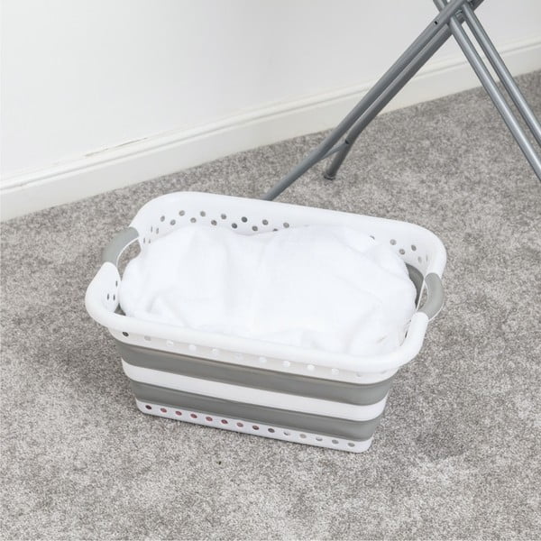 Бяло-сива пластмасова кошница за пране 40 л - Addis-image-1
