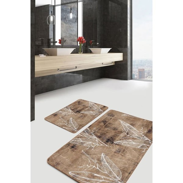 Кафяви кадифени килими за баня в комплект от 2 бр. 60x100 cm – Mila Home-image-4