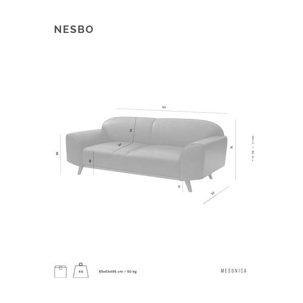 Тъмносив кожен диван 193 cm Nesbo - MESONICA-image-3