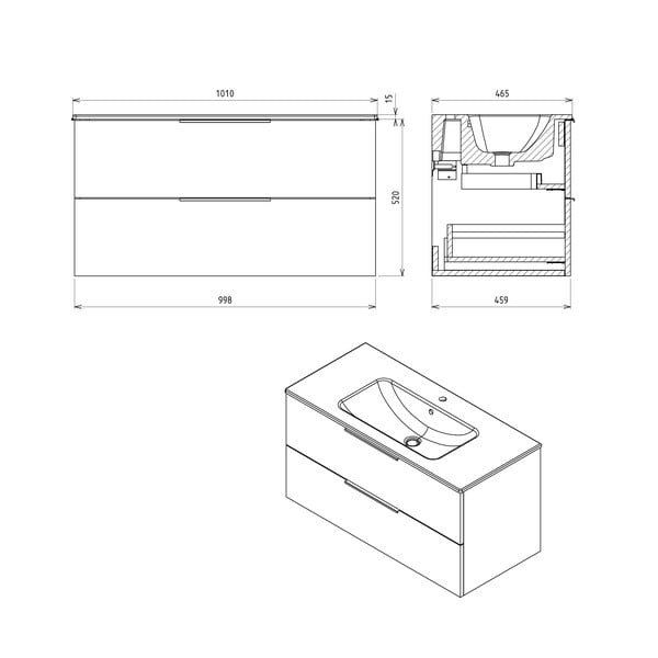 Стенен шкаф без мивка от декор от дъб  в естествен цвят 100x52 cm Cirasa – Sapho-image-3