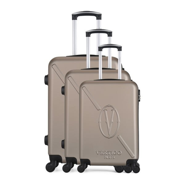 Sada 3 hnědobéžových cestovních kufrů na kolečkách VERTIGO Cadenas Integre Moues