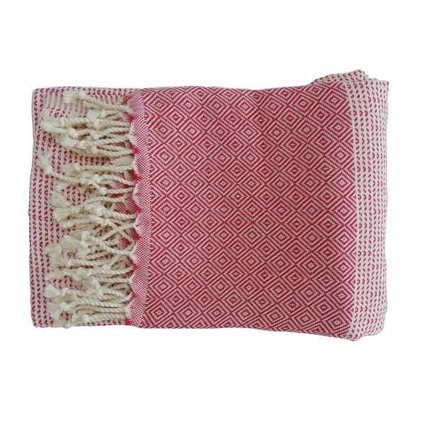 Červená ručně tkaná osuška z prémiové bavlny Homemania Damla Hammam, 100 x 180 cm