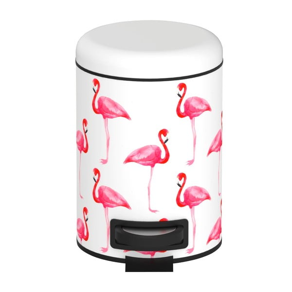 Бяла кофа за боклук с педал Flamingo, 3 л - Wenko
