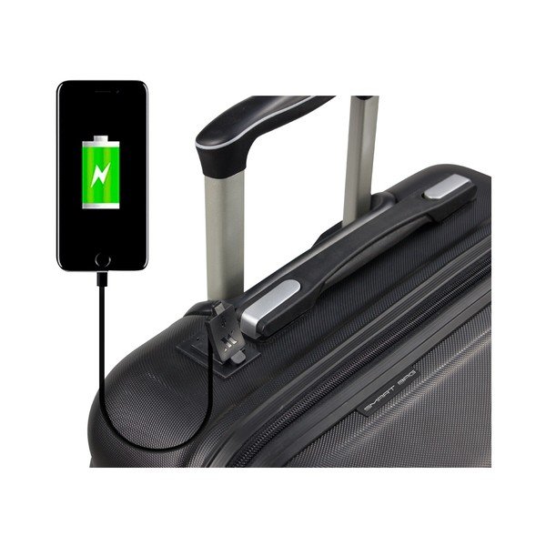 Черен пътнически куфар на колелца с USB порт My Valice COLORS LASSO Cabin Suitcase - Myvalice-image-2