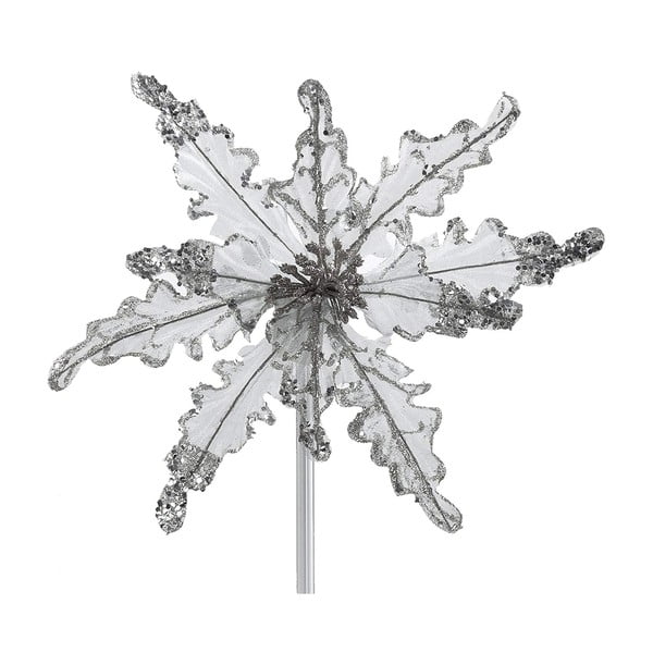 Vánoční plastová dekorace ve tvaru květu ve stříbrné barvě DecoKing Charlotte