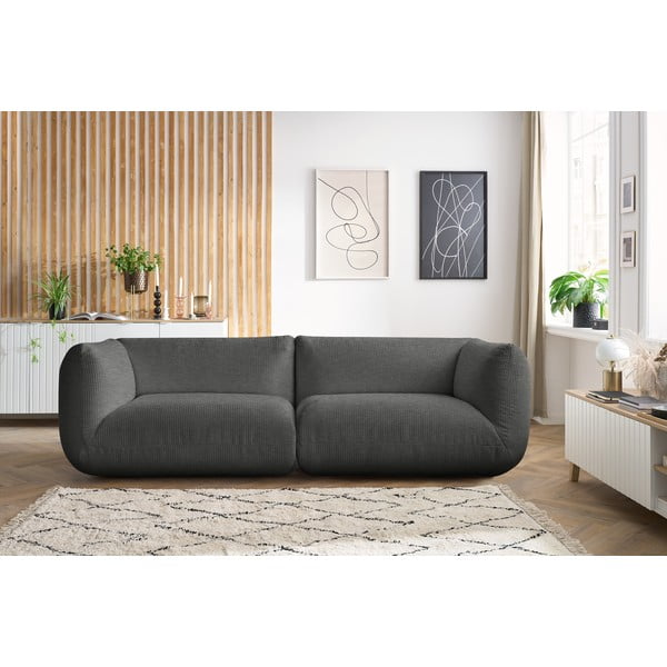Сив велурен диван 260 cm Lecomte - Bobochic Paris-image-1