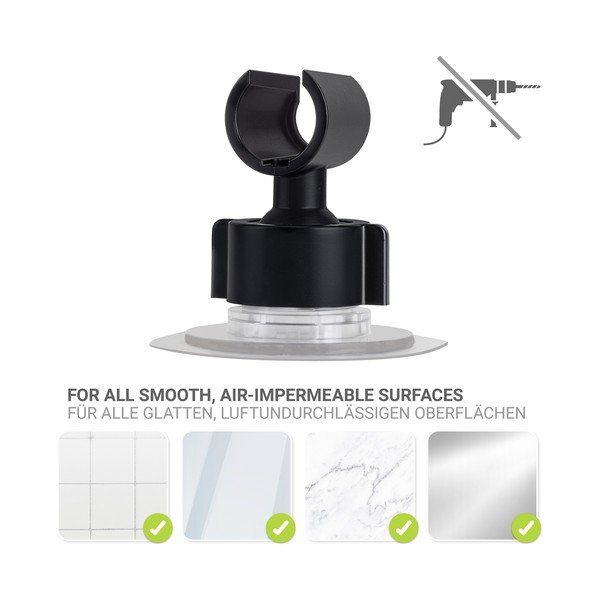 Черен пластмасов държач за душ слушалка без пробиване Libertà – Wenko-image-3