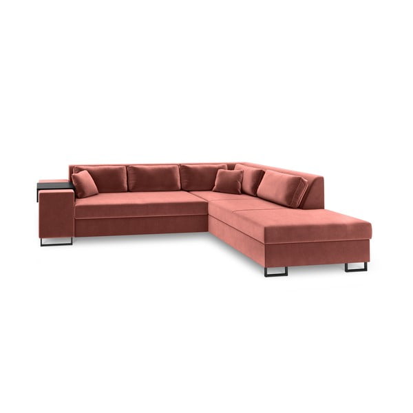 Розов кадифен ъглов разтегателен диван , десен ъгъл York - Cosmopolitan Design