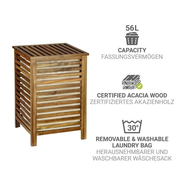 Дървен кош за пране в тъмно естествен цвят 56 l Fondi – Wenko-image-3