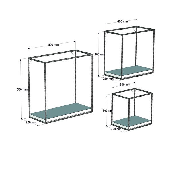 Комплект от 3 стенни рафта, изработени от масивен бор Fato - Puqa Design-image-2