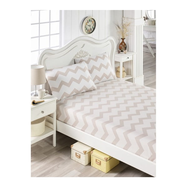 Комплект чаршафи и 2 калъфки за възглавници в светлокремав цвят за единично легло Parra Mula, 100 x 200 cm - Mijolnir