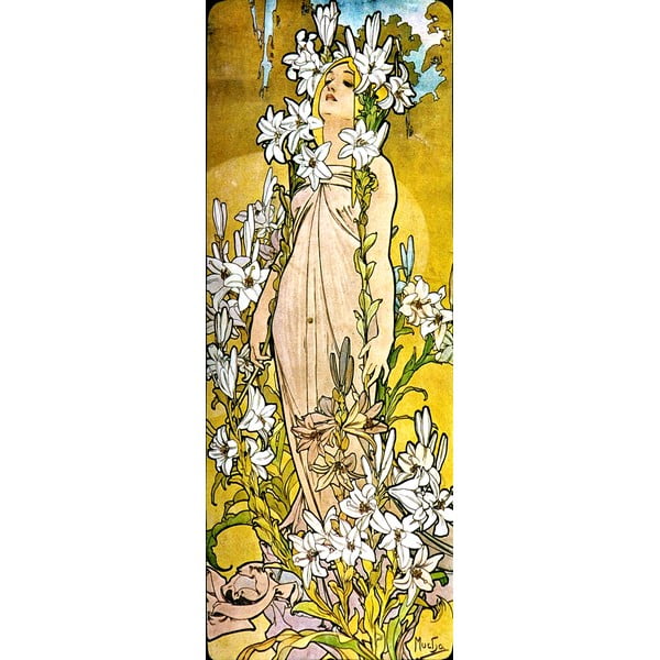 Репродукция на Алфонс Муха - , 30 x 80 cm The Flowers Lily - Fedkolor