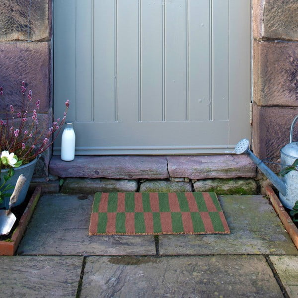 Изтривалка от кокосови влакна 40x60 cm Pink & Green Half Stripes – Artsy Doormats-image-4