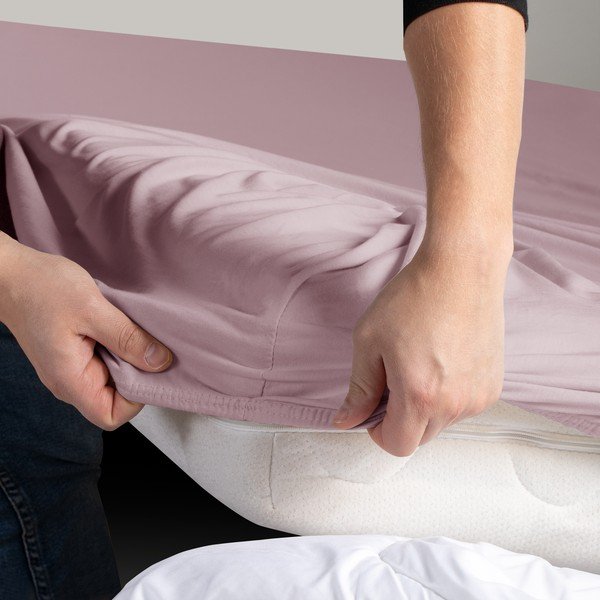 Сиво-розов еластичен чаршаф от джърси 160x200 cm Amber – Restilo-image-1