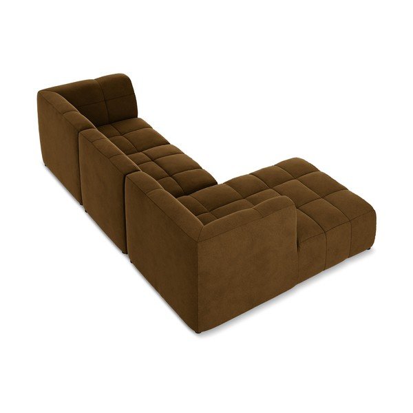 Кадифен ъглов диван в цвят горчица (ляв ъгъл) Aloha – Makamii-image-4