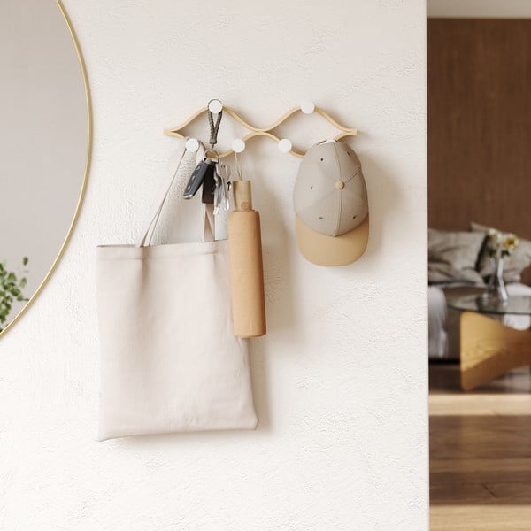 Стенна закачалка от масивно каучуково дърво в естествен цвят Montage – Umbra-image-1