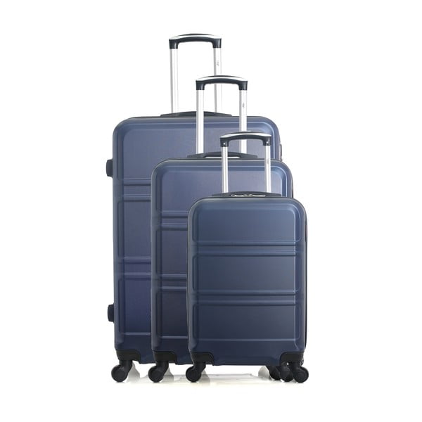 Комплект от 3 сини пътнически куфара на колелца Юта - Hero