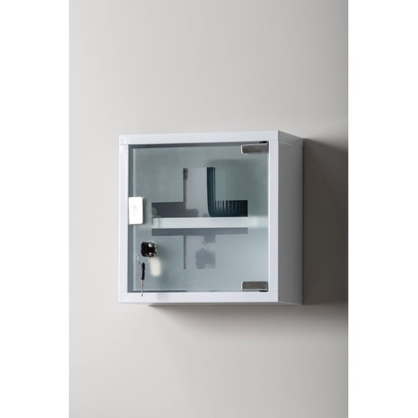 Бял метален висящ шкаф за лекарства 12x25 cm - PT LIVING-image-1