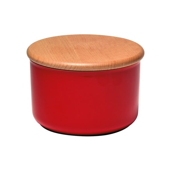 Червен буркан с дървен капак, обем 0,5 л - Emile Henry