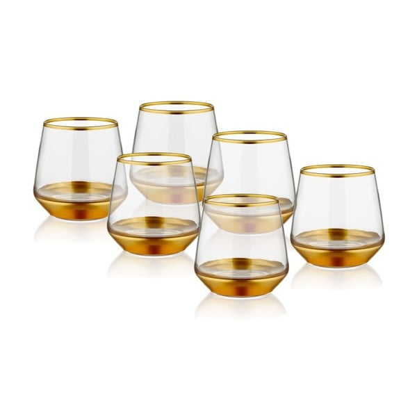 Комплект от 6 чаши за уиски със златна украса Glam - The Mia