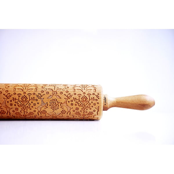 Дървен релефен валяк за тесто Folk Animals - Valek-image-1