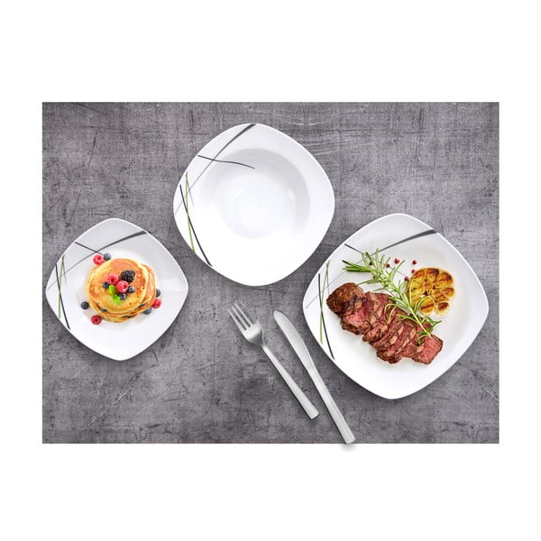 Комплект порцеланови чинии от 18 части Зелен - Orion-image-3