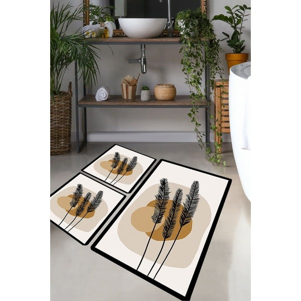 Кафяви килими за баня в комплект от 3 бр. 60x100 cm Day Sunrise – Foutastic-image-1