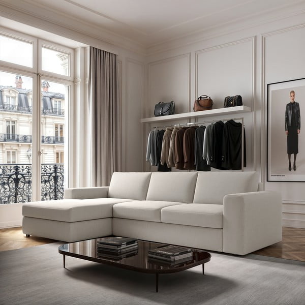 Кремав ъглов диван (ляв ъгъл) Baga – Rodier-image-1