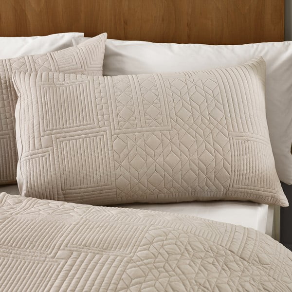 Бежово двойно удължено спално бельо 230x220 cm Folkstone Geo – Catherine Lansfield-image-2