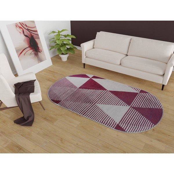 Миещ се килим в цвят бордо 80x120 cm Oval - Vitaus-image-1