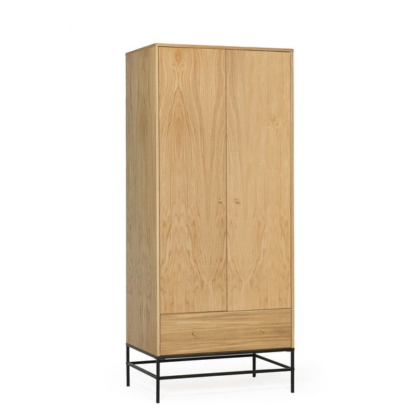 Гардероб от дъб в естествен цвят 80x190 cm Flora - Woodman-image-2