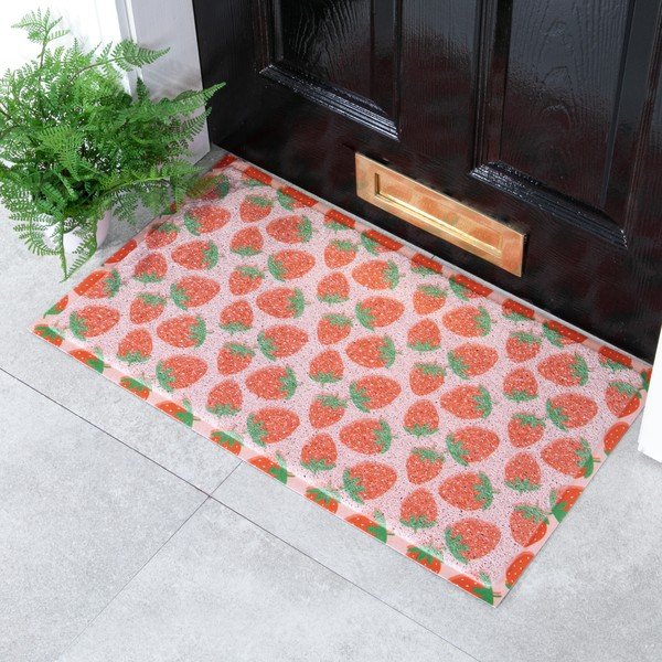 Изтривалка от PVC 40x70 cm Pink Strawberry – Artsy Doormats-image-1