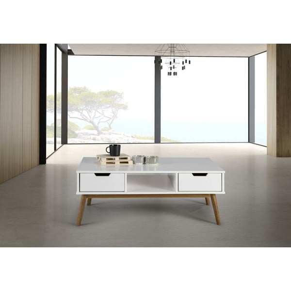 Бяла масичка за кафе, изработена от масивна борова дървесина Baku - Marckeric-image-4