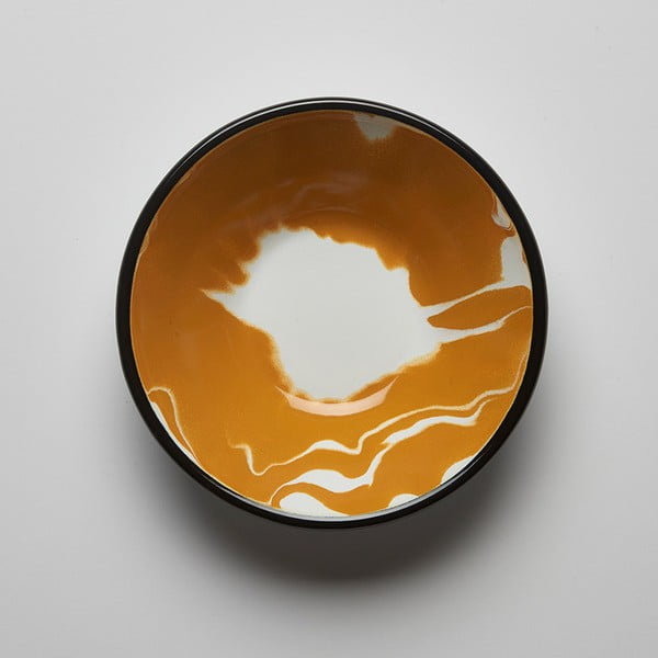 Oranžovobílá smaltovaná miska Kapka Little Color, Ø 16,5 cm