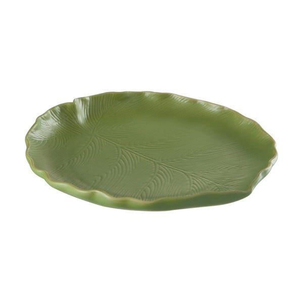 Zelený talíř J-Line Leaf, průměr 21 cm
