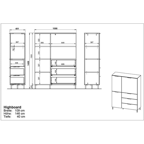 Сив и бежов висок скрин от орех 109x146 cm California - Germania-image-3