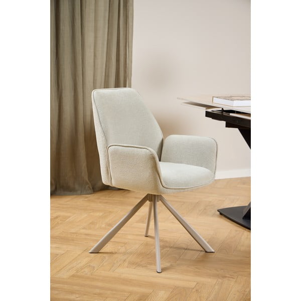 Бежов тапициран трапезен стол с подлакътници Graham – Actona-image-1