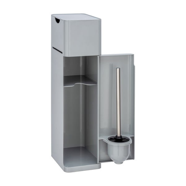 Сива пластмасова поставка за тоалетна хартия с четка Imon - Wenko-image-2