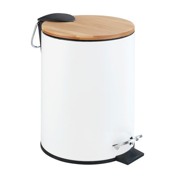 Бяла педална кофа за боклук Бамбук, 3 л Tortona - Wenko