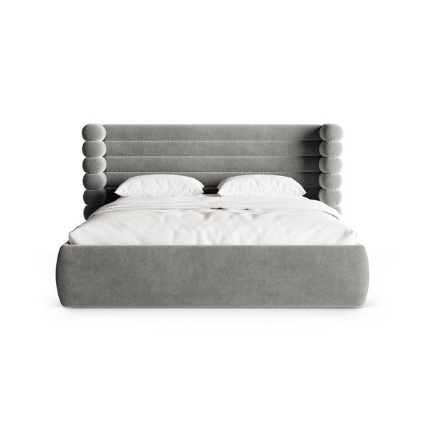 Сиво тапицирано двойно легло с място за съхранение и включена подматрачна рамка 160x200 cm Mount – Micadoni -image-4