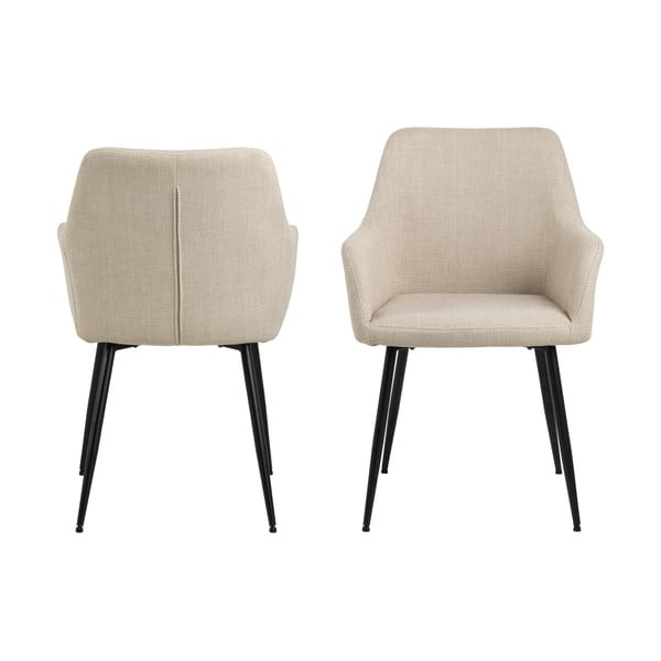 Бежови тапицирани трапезни столове в комплект с подлакътници 2 бр. Lizzy – Actona-image-2
