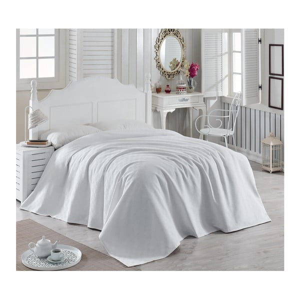 Бяла памучна олекотена покривка за легло Magnona, 200 x 240 cm - Mijolnir