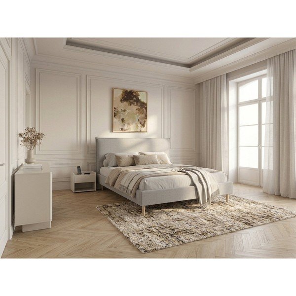Светлосиво тапицирано двойно легло с решетка 160x200 cm Sary - Bobochic Paris-image-1