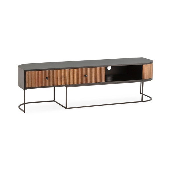 Маса за телевизор от масивно манго в естествен цвят 160x45x40 cm Curve – MOME