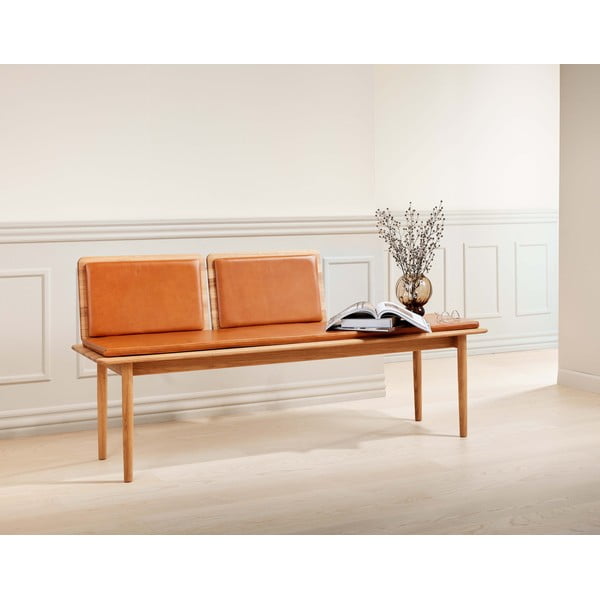 Коняк кафява кожена пейка Elba - Hammel Furniture-image-1