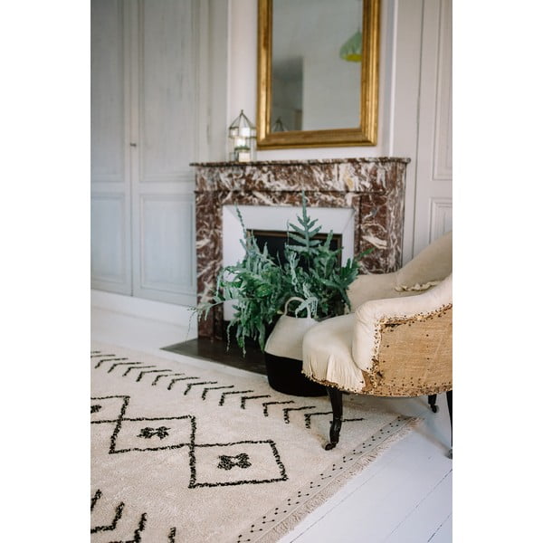 Кремав ръчно изработен памучен килим подходящ за пране 170x120 cm Bereber Rhombs – Lorena Canals-image-4