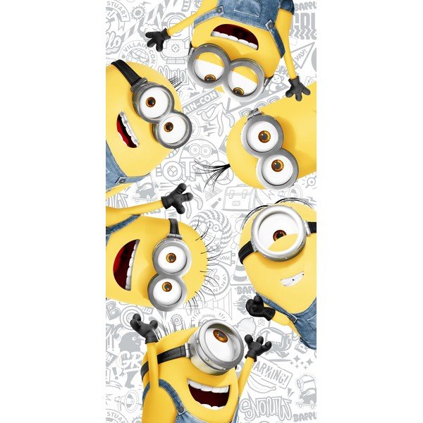 Жълто-бяла памучна бебешка кърпа 70x140 cm Minions 2 - Jerry Fabrics